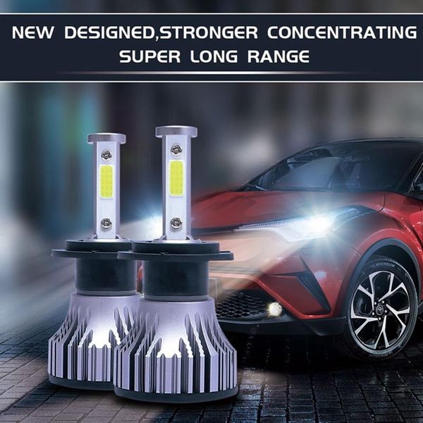 

car headlights 4-side led headlight 6500k h4 5202 h7 h8/9/11 9005 9006 9012 kit low beam bulb high power auto 9-32v light
