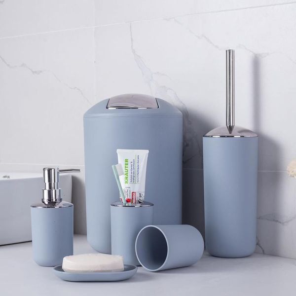 

bath accessory set 6pcs/set bathroom accessories sets toothpaste toothbrush holder hand shampoo storage bottle toilet cleaner decoration