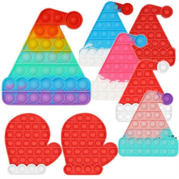 

silicon christmas hat gloves sensory bubbles toys straps squishy push bubble interactive game board fidget finger toys