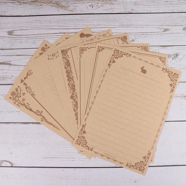 

gift wrap 8pcs intage writing paper creative note letter stationery for home office school(beige)