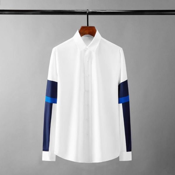 

men's casual shirts summer cotton male luxury long sleeve splicing mens dress fashion slim fit party man 2xl, White;black
