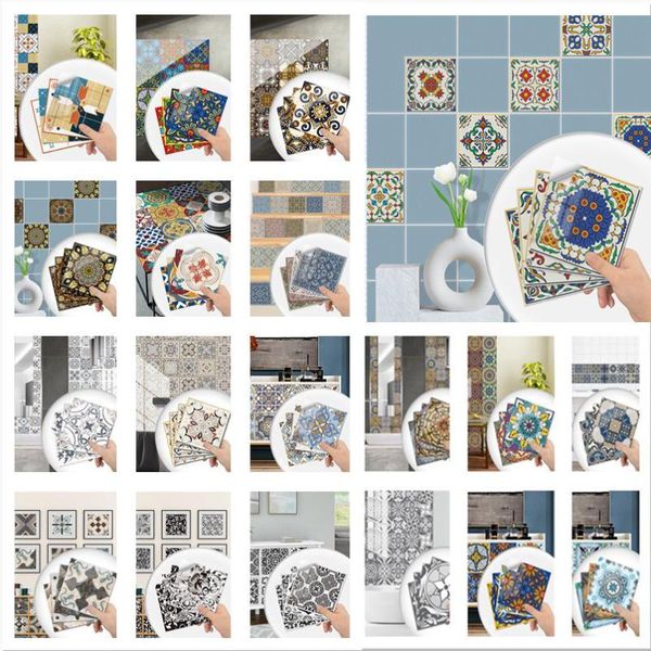 

wall stickers painted pattern tile sticker murals for door self-adhesive fridge wallpaper deur non-slip bathroom kitchen