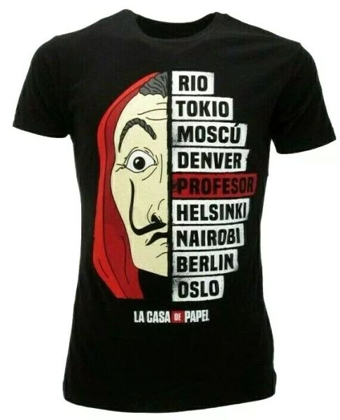 

t shirt original the house of paper the casa de papel 9 professor, White;black