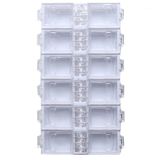 

portable 12 grids plastic cosmetic container rhinestone nail jewelry organizer storage box diamond1, Silver;gold
