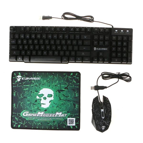 

keyboard mouse combos rainbow led gaming equipment kit light & pad usb charging