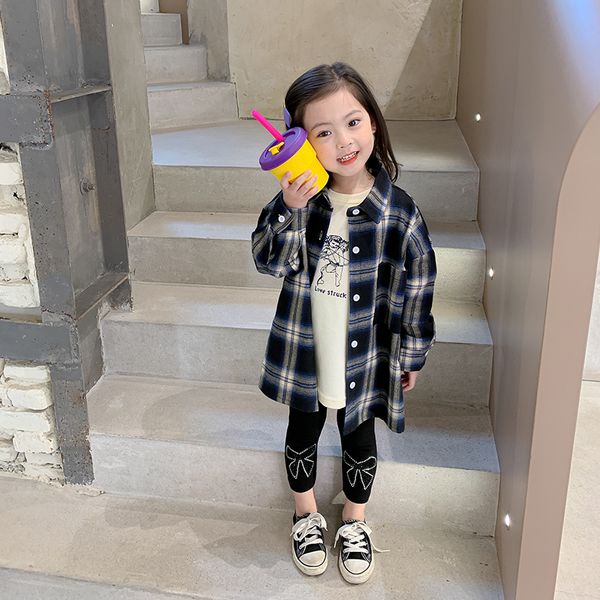 

2021 boy and girls long-sleeved plaid shirt oversize all-match spring autumn kids clothes children everyday shirt 2-8y, White;black