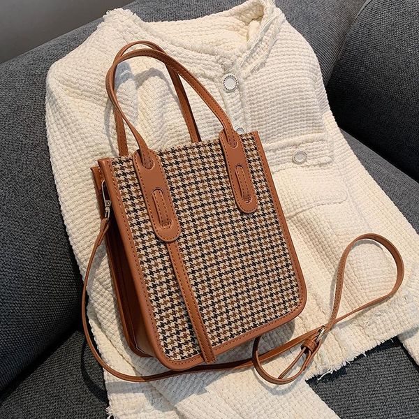 

evening bags plaid crossbody women pu leather designer tote bag ladies fashion 2021 messenger middle shoulder