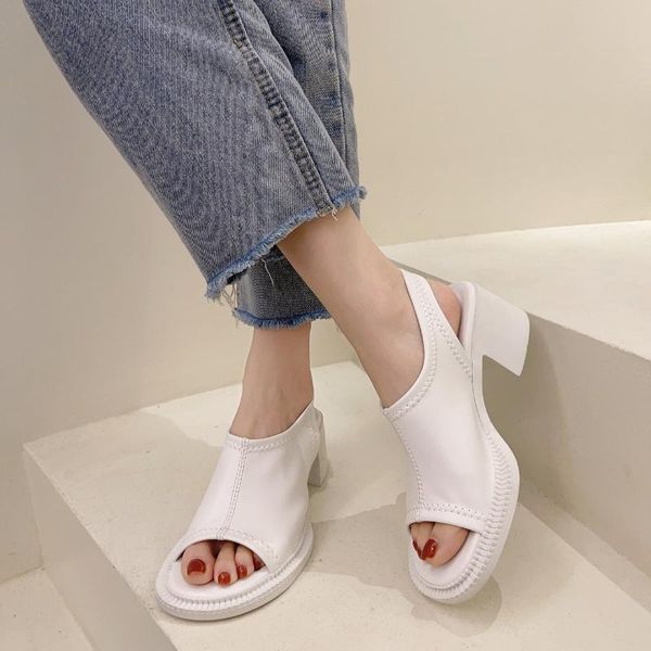 

comfort shoes for women luxury sandals high heels 2021 summer suit female beige open toe fashion high-heeled girls clear bla, Black