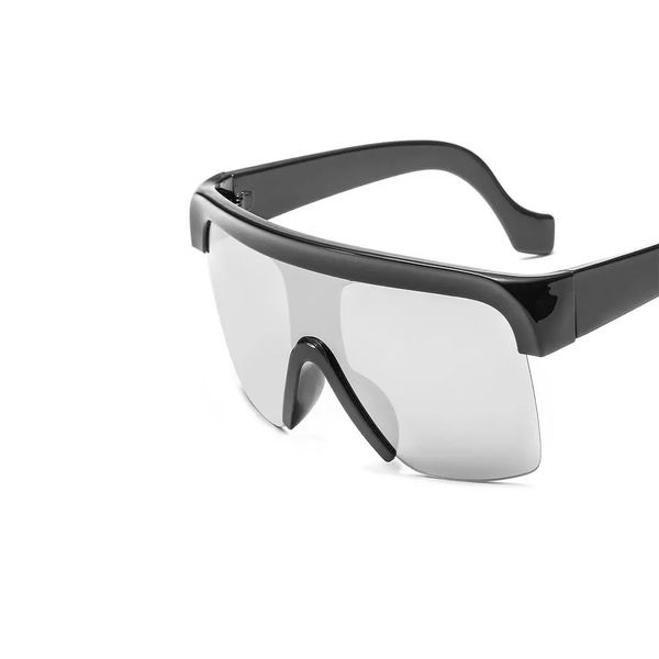

modern retro big box flat sunglasses, Black