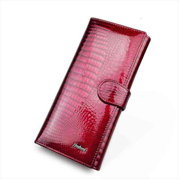 

fashion red women wallets genuine leather wallet long purses alligator ladies coin pocket card holder female, Red;black