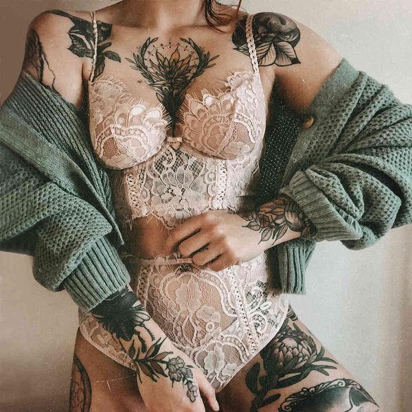 

underwear set ins lace thin bandage hollow out bow two piece, Black;white