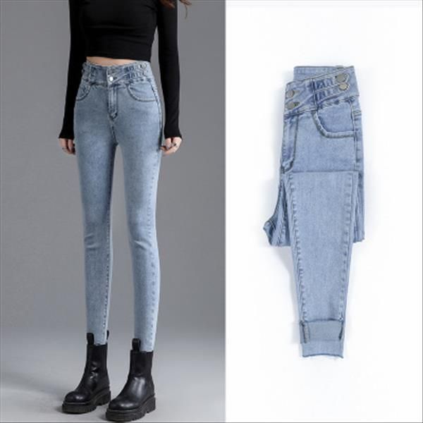 

winter autumn high skinny cotton womens jean pencil pants quality, Blue