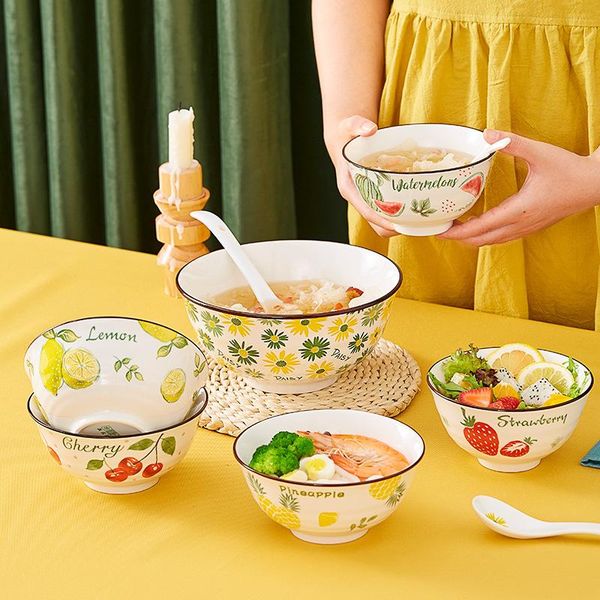 

bowls 5.5 inch creative household ceramic round rice bowl ramen noodle plates for