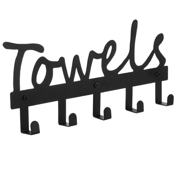 

towel racks 1pc simple fashionable black metal bathroom rack easy to install wall mount hooks holder kitchen decor storage organizer