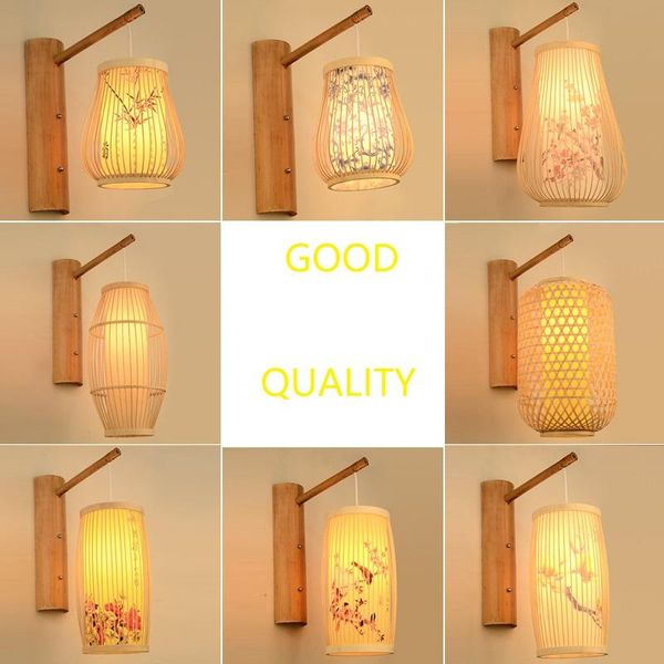 

chinese wall lamps b & el corridor bedroom bedside solid wood lights restaurant zen bamboo lamp