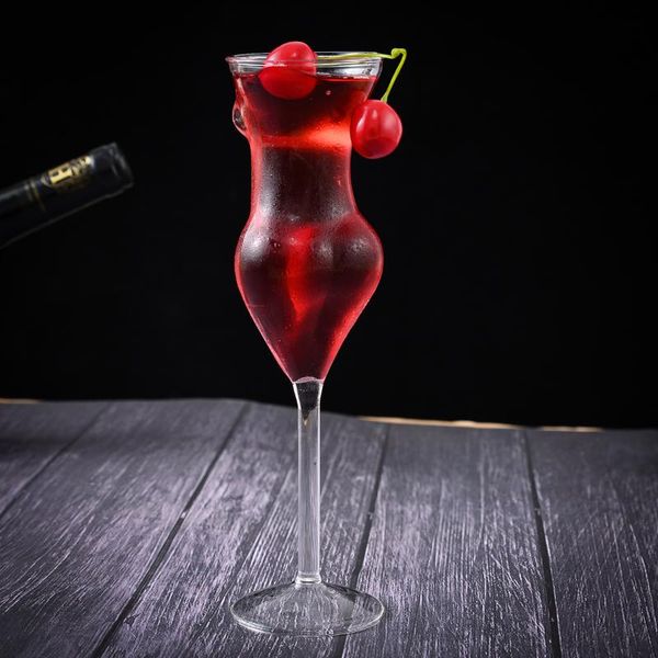 

200ml 6.8oz high borosilicate clear woman body shape wine cocktail glass cup goblet glasses