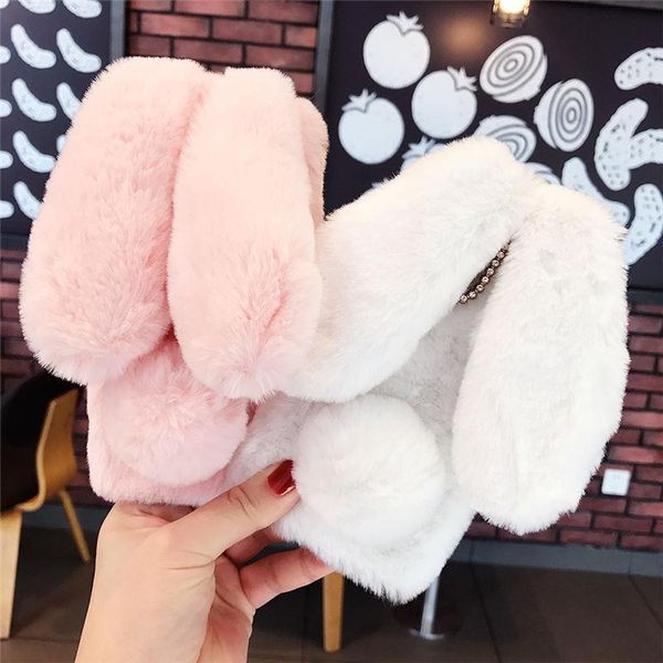 

cell phone pouches ears fur plush case for xs max xr x 11 pro 12 warm cover 6 6s 7 8 plus se 2021 cases