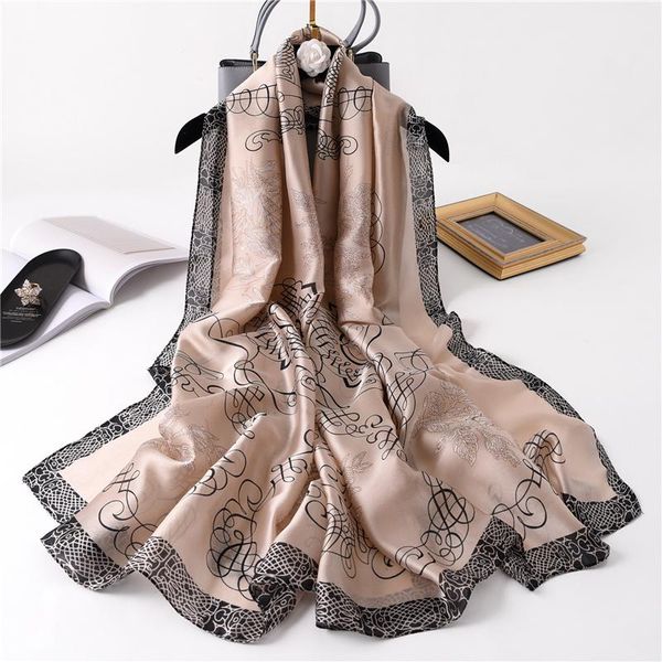 

scarves lady pashmina wraps floral shawls fold soft bandana foulard hijab style women silk summer sunscreen large size, Blue;gray