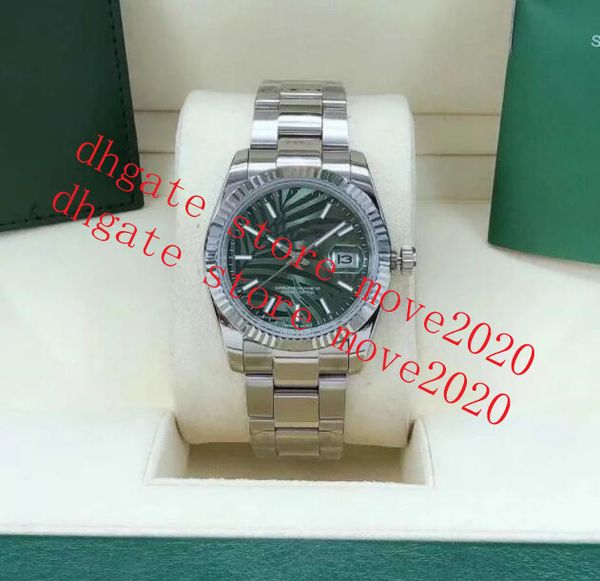 

move2020 smooth bezel datejust green dial steel mens 36mm watch sapphire glass automatic mechanical stainless oyster perpetual turquoise 124, Slivery;brown