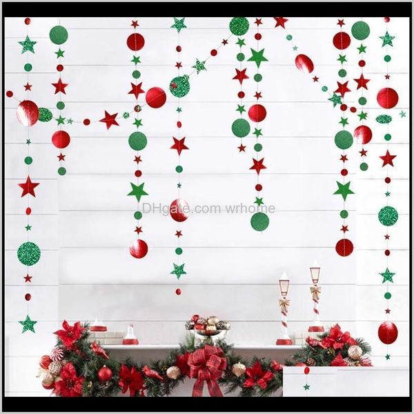 Suprimentos festivos Home Garden4Meter Glitter Star Redondo Papel Bandeira Bandeira Bunting Aniversário Decorações De Festa De Natal Decorações Árvore Decorações1 Dr