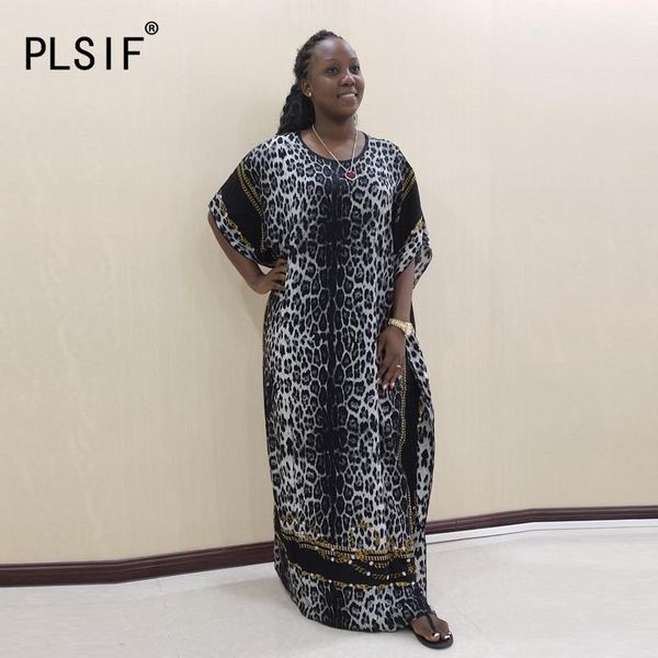 

casual dresses leopard grain o neck long sleeve party dress loose club lady fashion women maxi, Black;gray
