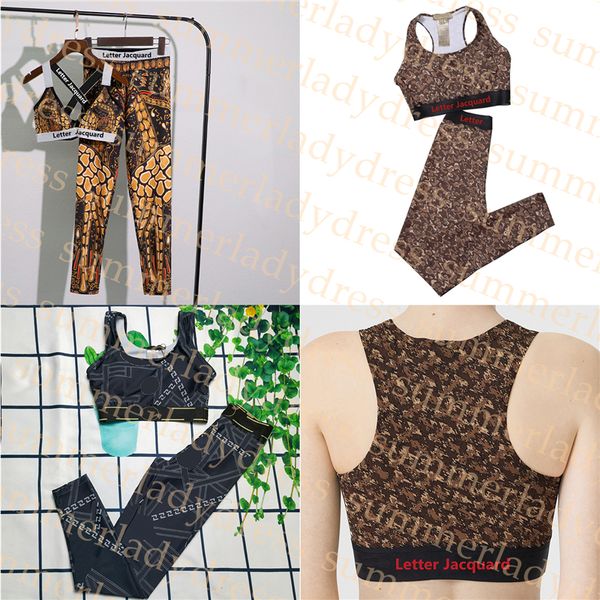

outdoor running outfit yoga tracksuits summer sport bra elastic shaping pants printed gym sportswear for women, Gray