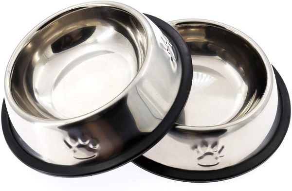 

stainless steel dog and cat bowl with rubber base suitable for small without leakage bowls & feeders