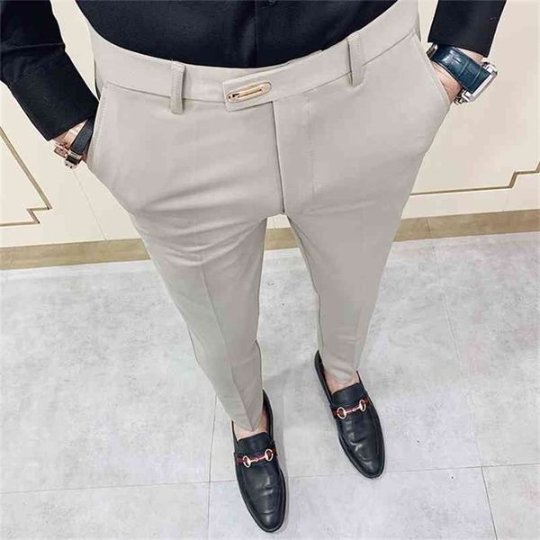 Casual Slim Fit Erkek Elbise Pantolon Streetwear Suit 34 Yüksek Kaliteli Beyler Ofis Pantolon Tüm Maç Ayak Bileği Uzunluğu 210715