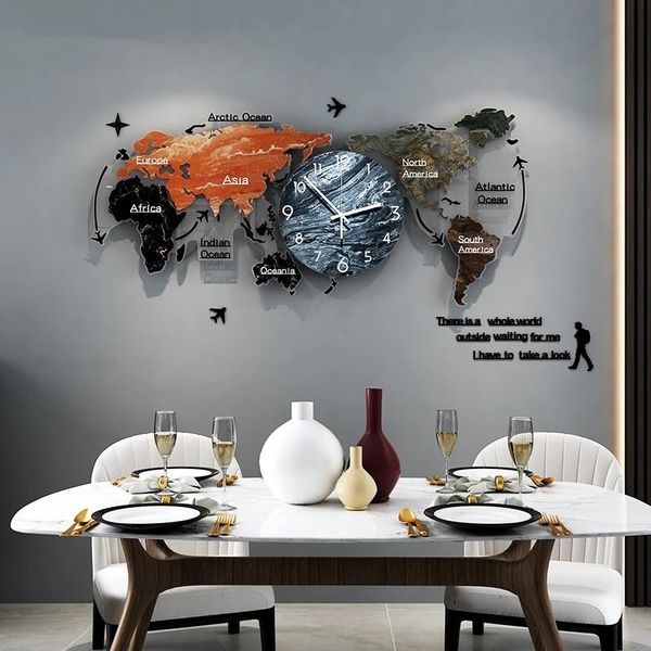 

wall clocks punch-diy color paiting large clock acrylic stickers creative silent watch home living room kitchen decor