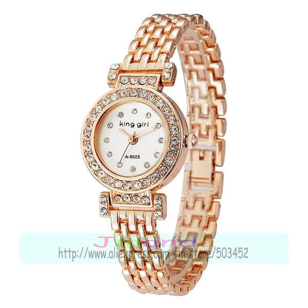 

wristwatches 100pcs/lot king girl a9505 super seller rose gold color lady watches wrap quartz dress casual watch for women crystal wristwatc, Slivery;brown