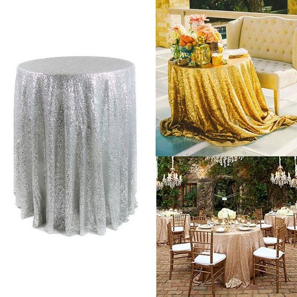 

table cloth 1.2m sequin tablecloth round designed festival silver champagne decoration