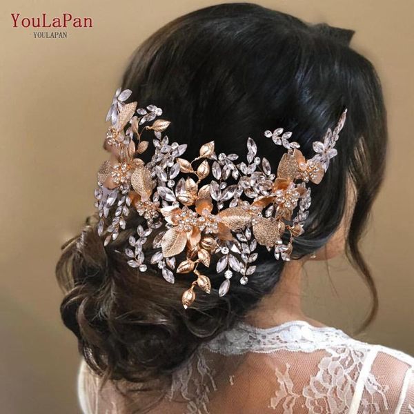 

hair clips & barrettes youlapan hp391-g luxury bridal headband handmade rhinestone tiara women headpiece wedding jewelery, Golden;silver