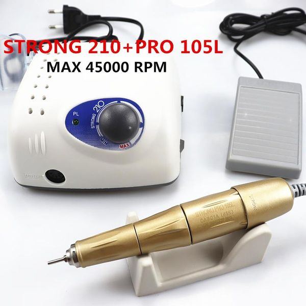 

nail drill & accessories 2021 arrival strong 210 pro 105l handpiece 65w 45000rpm drills manicure machine pedicure electric file bits