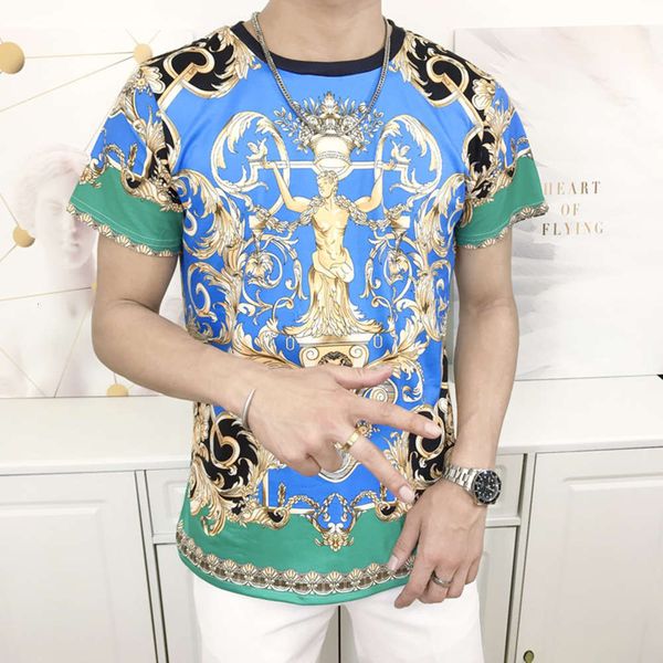 

fashion short t shirt men's net red same printing 3d round neck thin half sleeve, White;black
