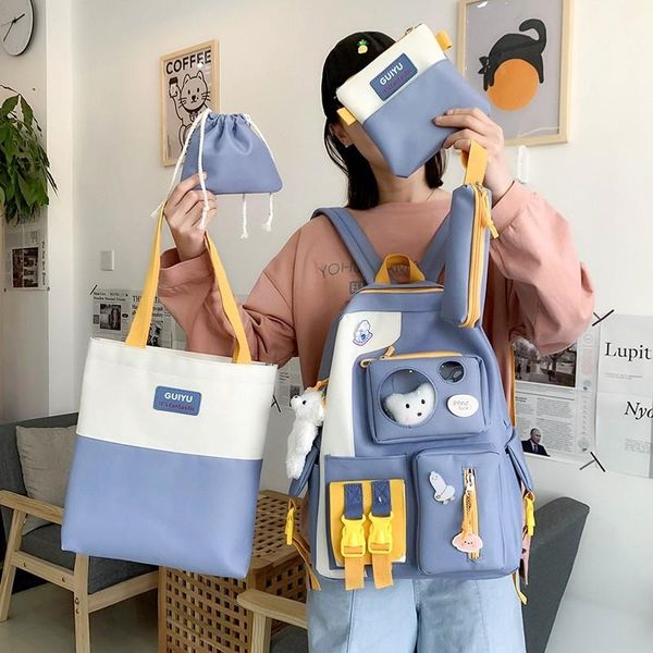 

school bags kawaii women's backpack 4 piece set cute for girls 2021
