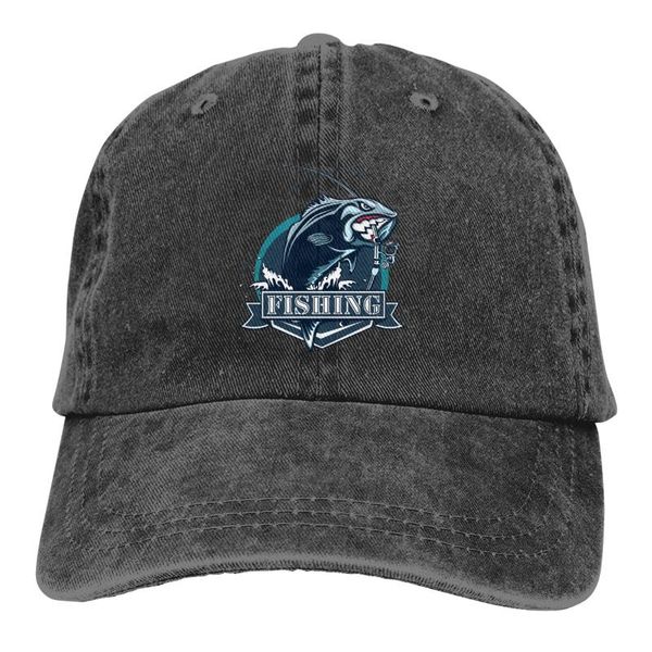 

cloches perch fish and fishing rod vintage adjustable trucker cap for adult