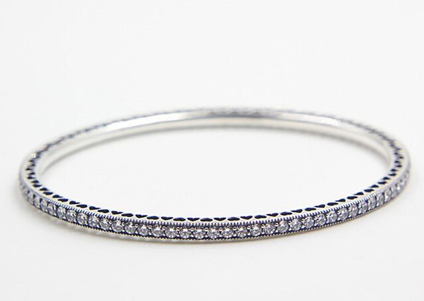 

high-quality 100% 925 sterling silver twinking forever bangle fits european pandora style jewelry charms and beads, Black