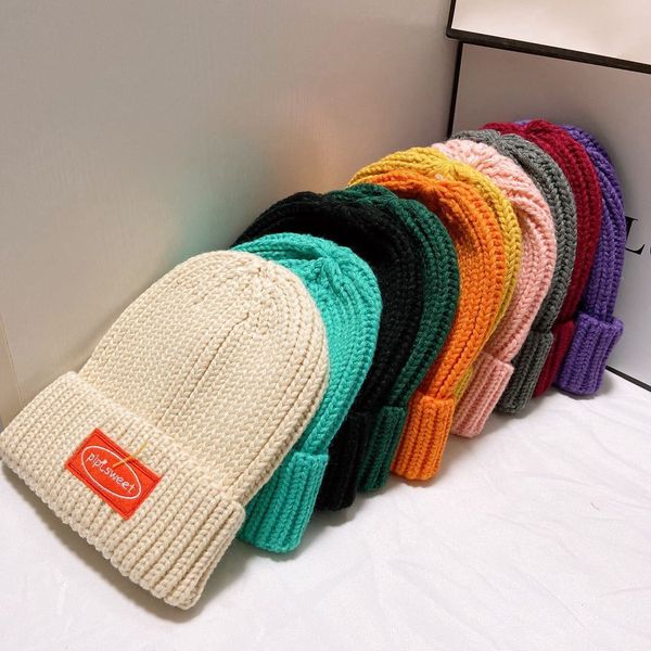 

autumn and winter versatile casual letter paste cloth knitted wool hat student couple warm ear protection cover head cold black friday deals, Blue;gray