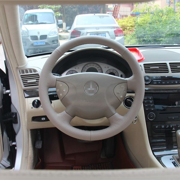 

new non slip white leather steering wheel stitching cover for mercedes benz e240 e-class
