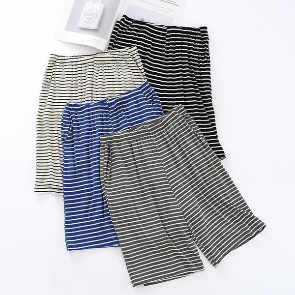 

men's cotton sleep bottoms plus size loose breathable sleepwear boxer casual lounge pants homewear pajama nightwear homme, Black;brown