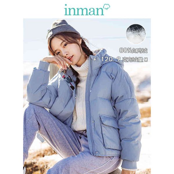 

downs winter female hooded loose warm short section women down coat 90qi, Black