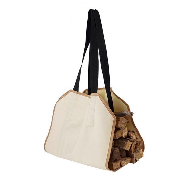 

storage bags canvas firewood carrier log carrying bag wood for fireplace 16oz waxed outdoor adjustable