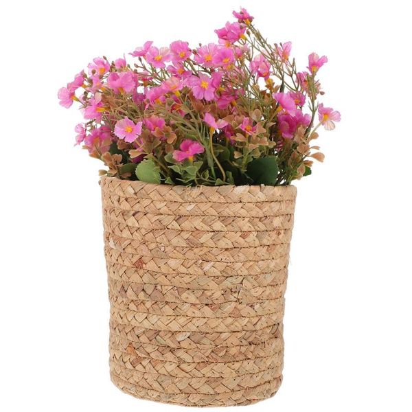 

storage baskets handwoven basket sundries organizer flower with fake plant