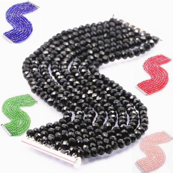 

charm bracelets original multiple beads crystal beaded bracelet for women fashion charms glass layers wide bangle gifts jewelry a745, Golden;silver