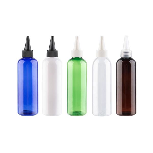 

storage bottles & jars 12pcs 200ml round refillable pet with pointed mouth lid clear plastic screw cap flavour container 200cc empty diy bot