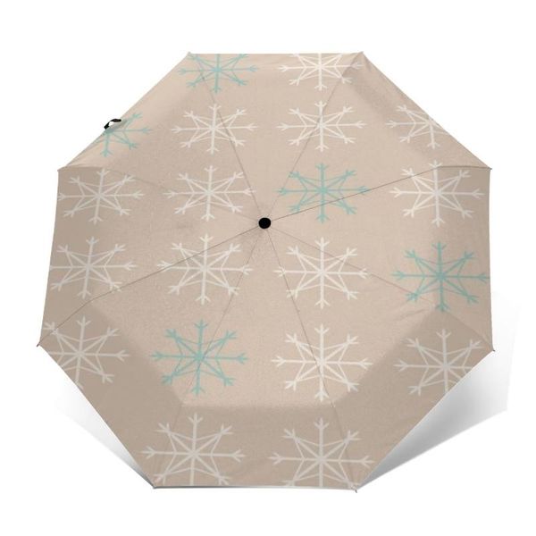 

umbrellas wind resistant fully-automatic umbrella abstract snowflakes rain 3 folding parasol travel car
