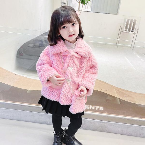 

jackets sweet style girls coats 2021 autumn winter children cotton jacket warm plush outdoor kids outerwear fashion student clothes, Blue;gray