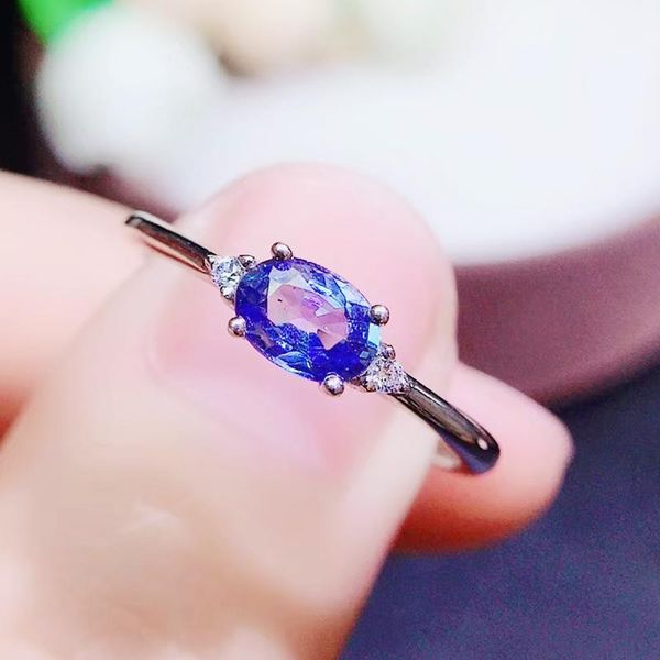 

cluster rings per jewelry natural real tanzanite simple ring 0.52ct gemstone 925 sterling silver fine q2042633, Golden;silver