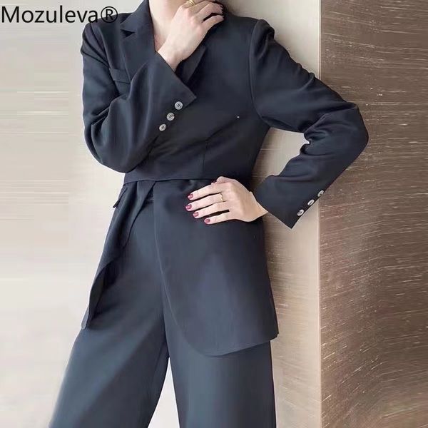 

spring women lace up notched black blazer female fashion korean style waist thin jacket 210427, White;black