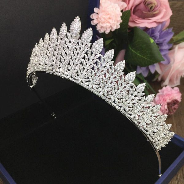 

hair clips & barrettes micro paved full cubic zircon tiara luxury zirconia crown wedding accessories bride cz coroa novia bijoux cheveux wig, Golden;silver